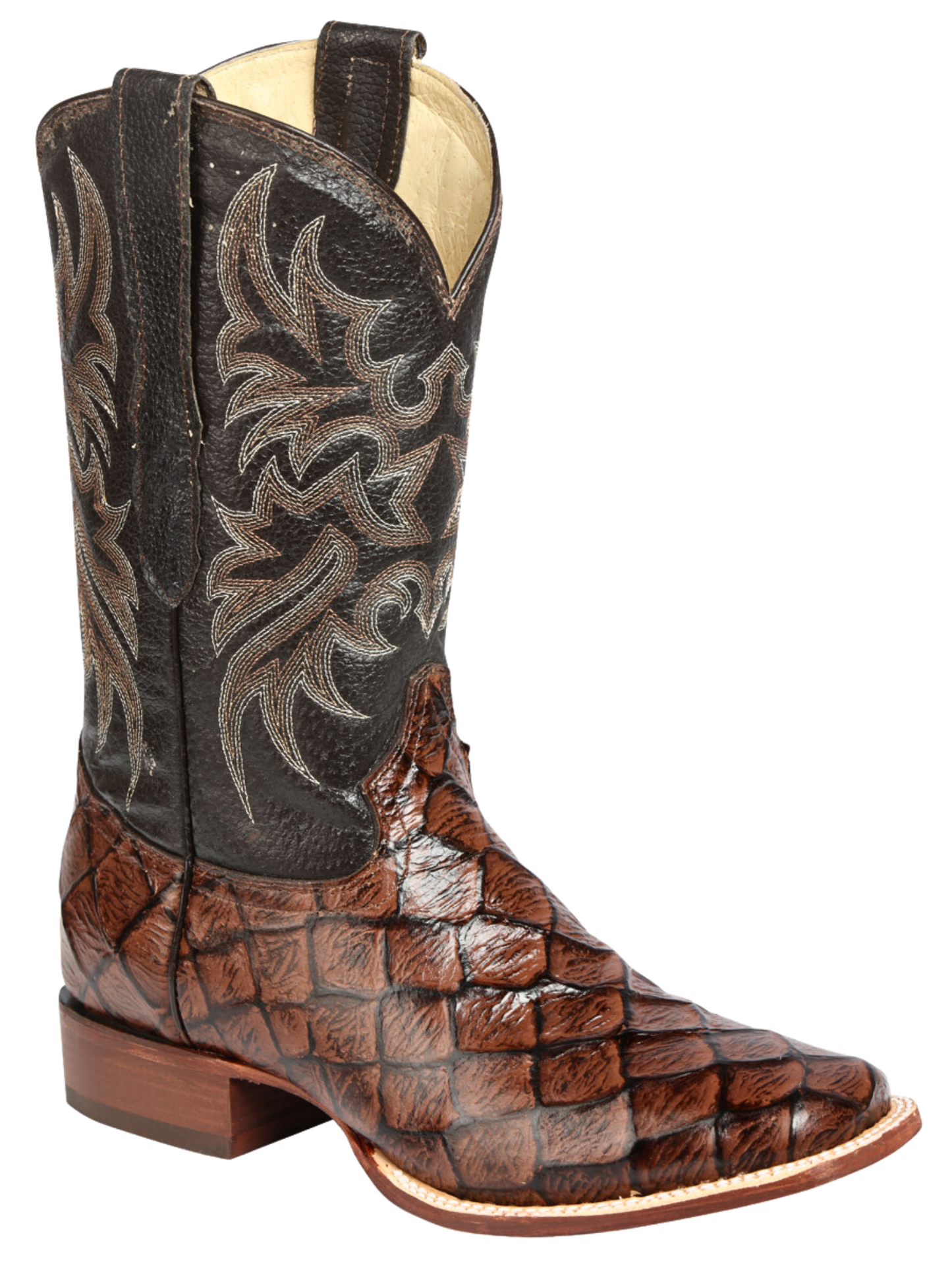 Botas Vaqueras Rodeo Imitacion de Monster Fish Grabado en Piel Vacuno para Hombre 'El Señor de los Cielos' - ID: 44931 Botas Caiman Print El Señor de los Cielos 