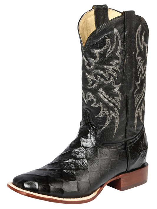 Botas Vaqueras Rodeo Imitacion de Monster Fish Grabado en Piel Vacuno para Hombre 'El Señor de los Cielos' - ID: 44932 Botas Caiman Print El Señor de los Cielos Black