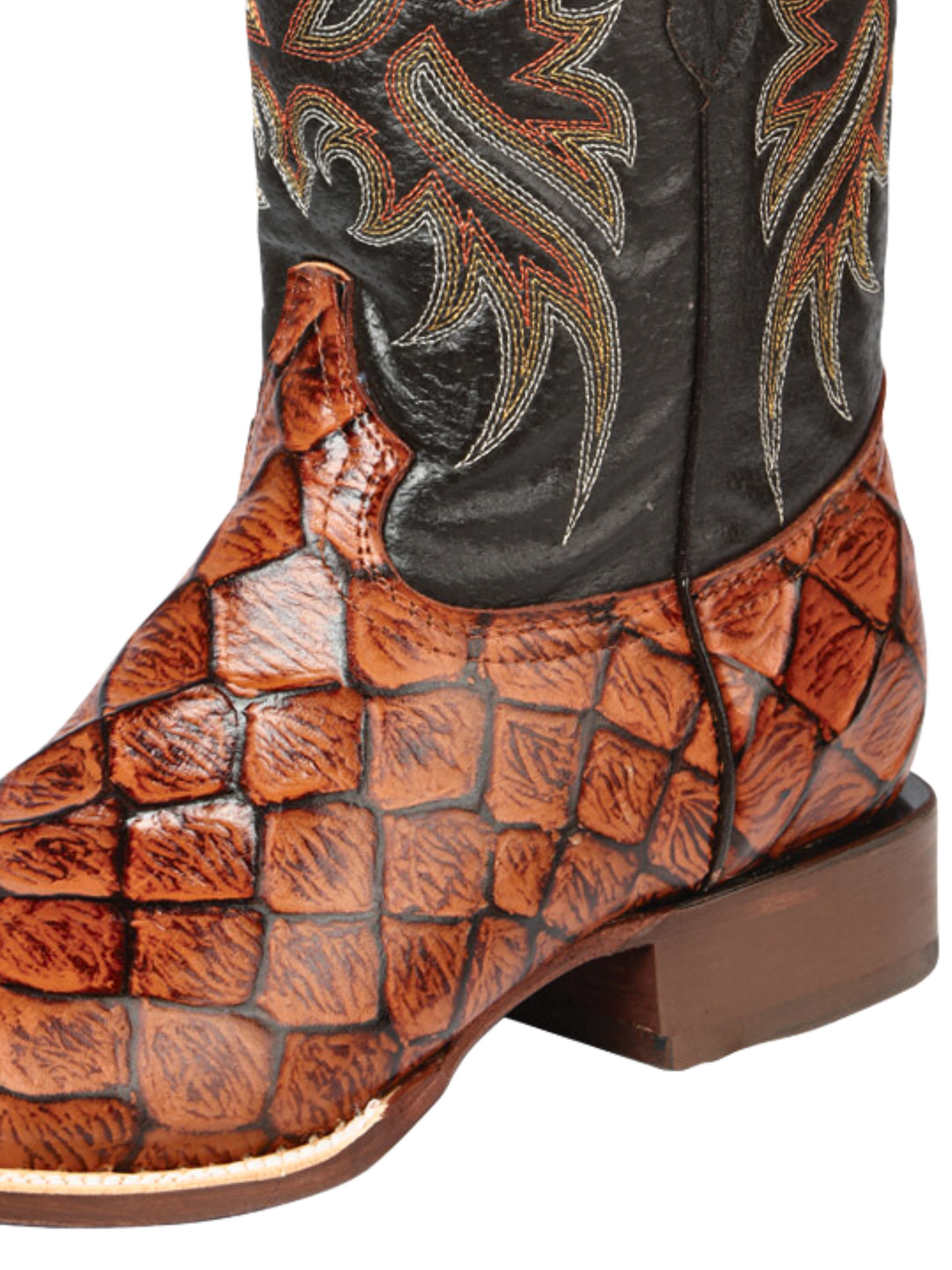 Botas Vaqueras Rodeo Imitacion de Monster Fish Grabado en Piel Vacuno para Hombre 'El Señor de los Cielos' - ID: 44933 Botas Caiman Print El Señor de los Cielos 