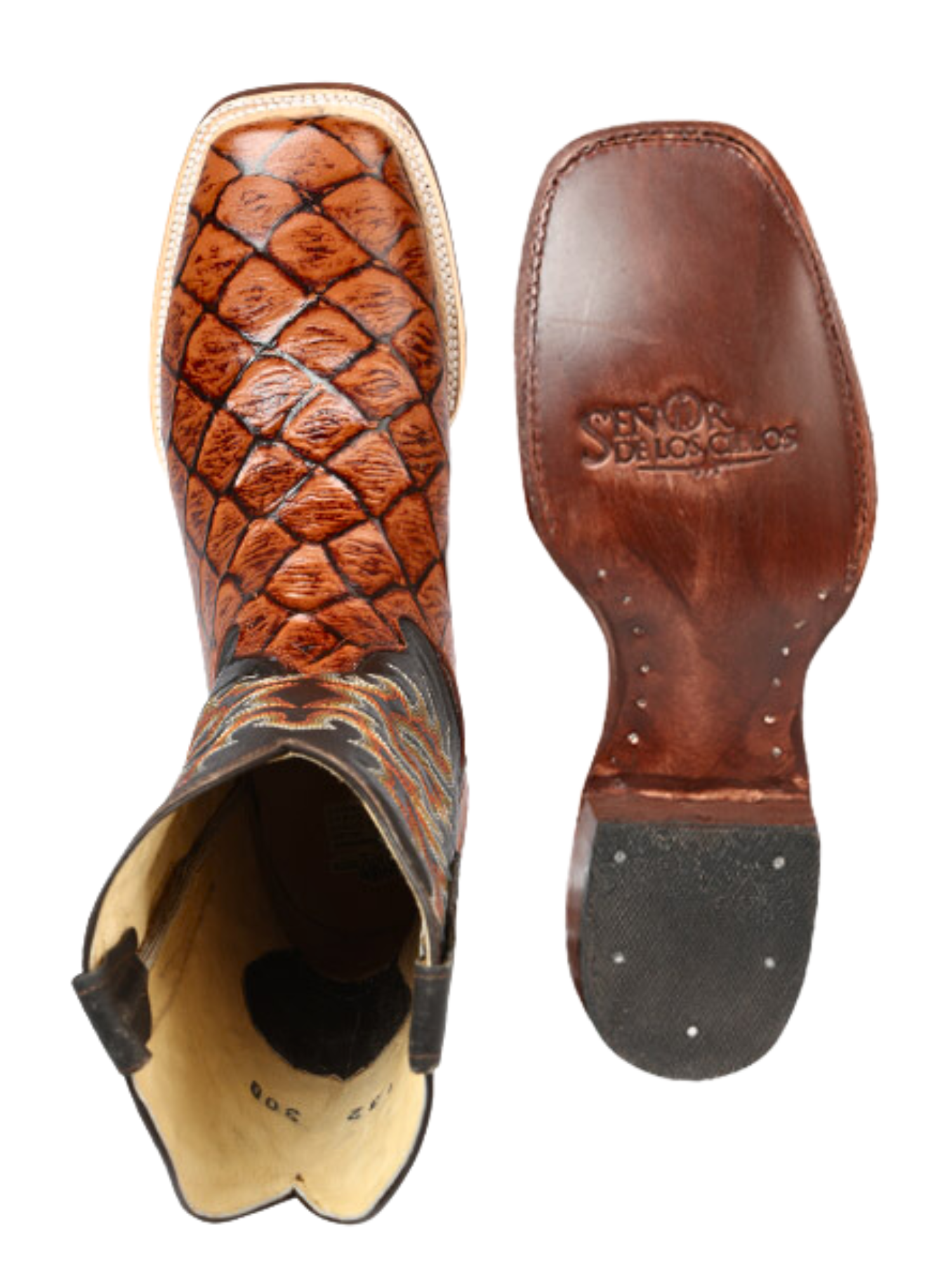 Botas Vaqueras Rodeo Imitacion de Monster Fish Grabado en Piel Vacuno para Hombre 'El Señor de los Cielos' - ID: 44933 Botas Caiman Print El Señor de los Cielos 