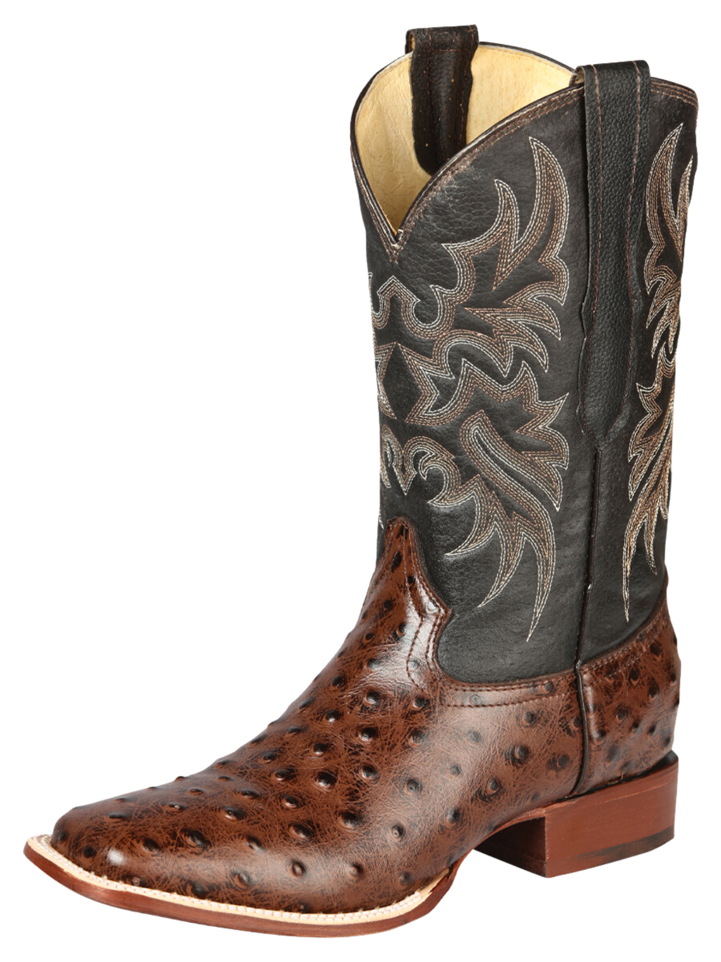 Botas Vaqueras Rodeo Imitacion de Avestruz Grabado en Piel Vacuno para Hombre 'El Señor de los Cielos' - ID: 44934 Botas Caiman Print El Señor de los Cielos Brown