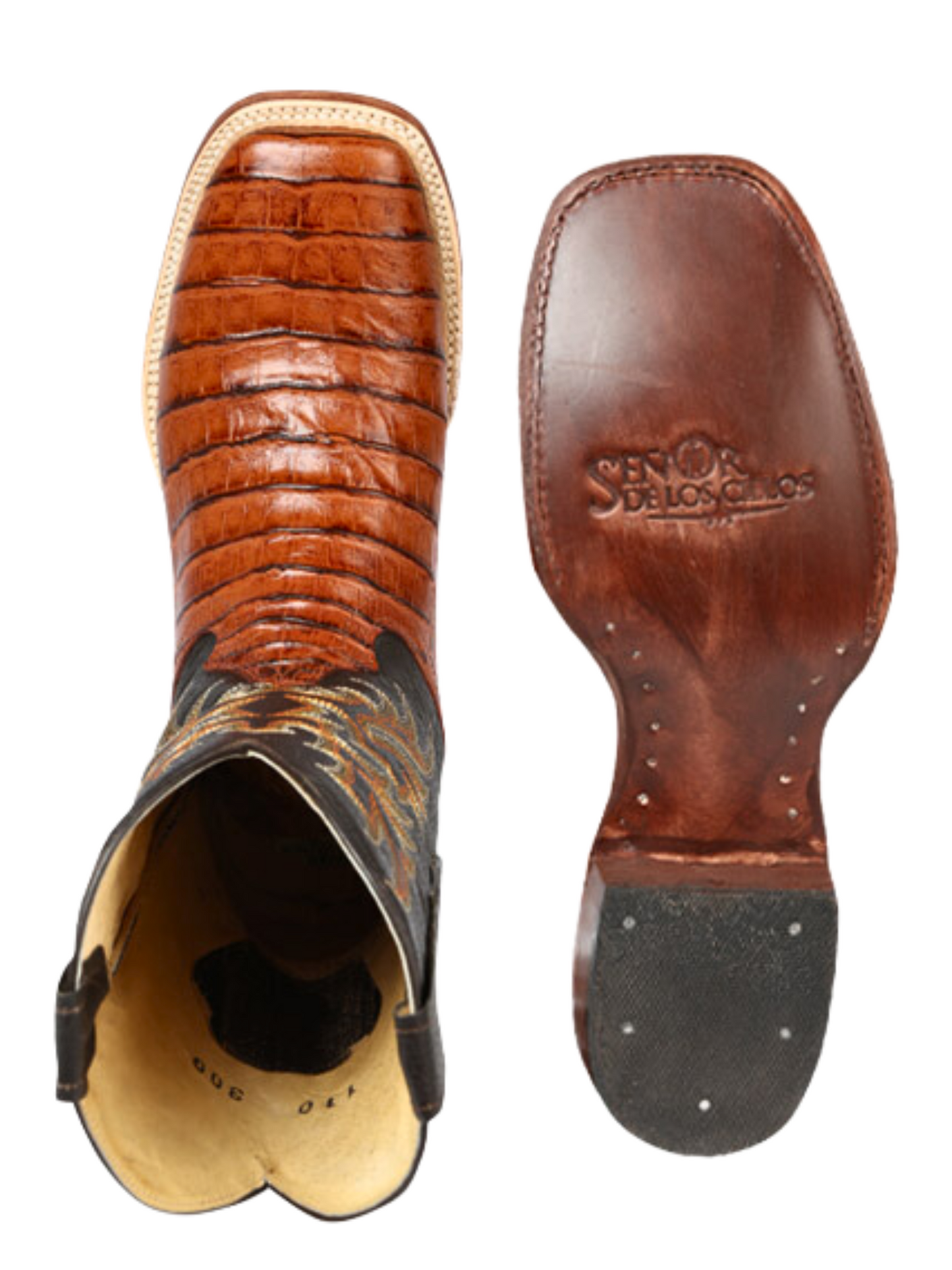 Botas Vaqueras Rodeo Imitacion de Caiman Belly Grabado en Piel Vacuno para Hombre 'El Señor de los Cielos' - ID: 44939 Botas Caiman Print El Señor de los Cielos 