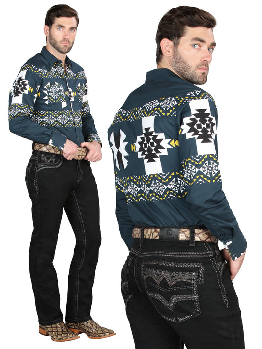 Pantalon Vaquero de Mezclilla Premium Boot Cut, Bordado Stretch Negro para Hombre 'Centenario' - ID: 45022 Pantalones de Vaquero Centenario Black