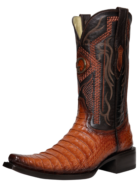 Botas Vaqueras Exoticas de Caiman Belly Original para Hombre 'El General' - ID: 45080 Botas Caiman Original El General Cognac