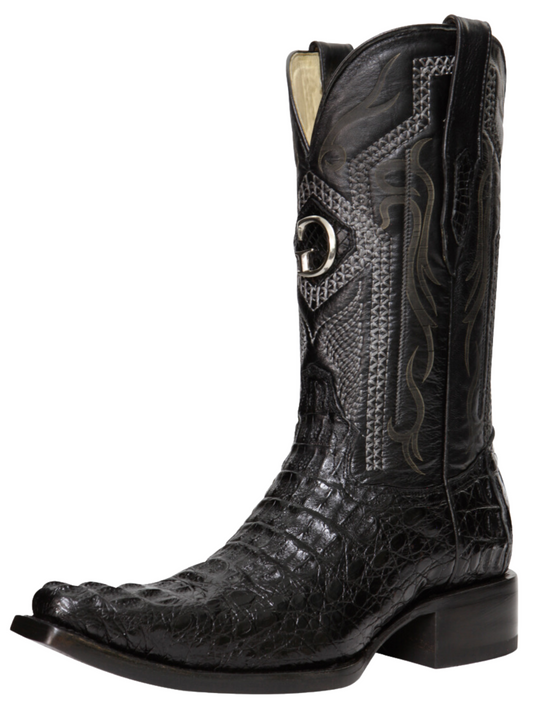 Botas Vaqueras Exoticas de Caiman Nuca Original para Hombre 'El General' - ID: 45081 Botas Caiman Original El General Negro