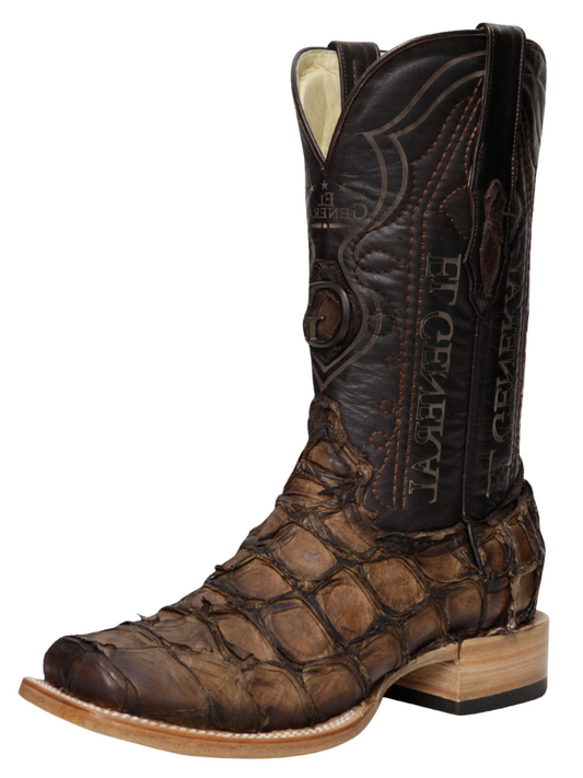 Botas Vaqueras Exoticas de Monster Fish Original para Hombre 'El General' - ID: 45084 Botas Monster Fish Original El General Cafe