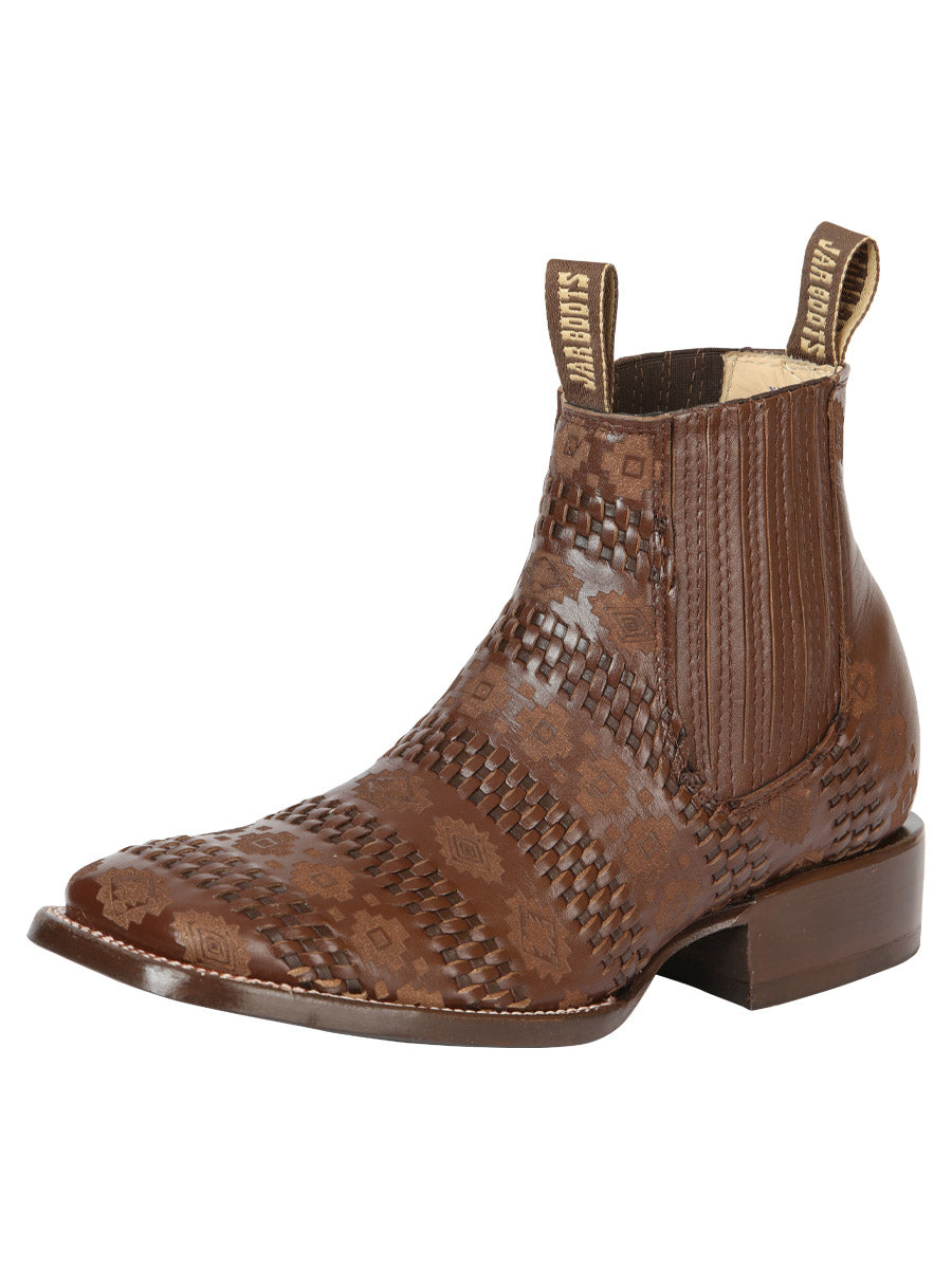 Botines de Vestir Tejido/Laser de Piel Genuina para Hombre 'Jar Boot's' - ID: 45473