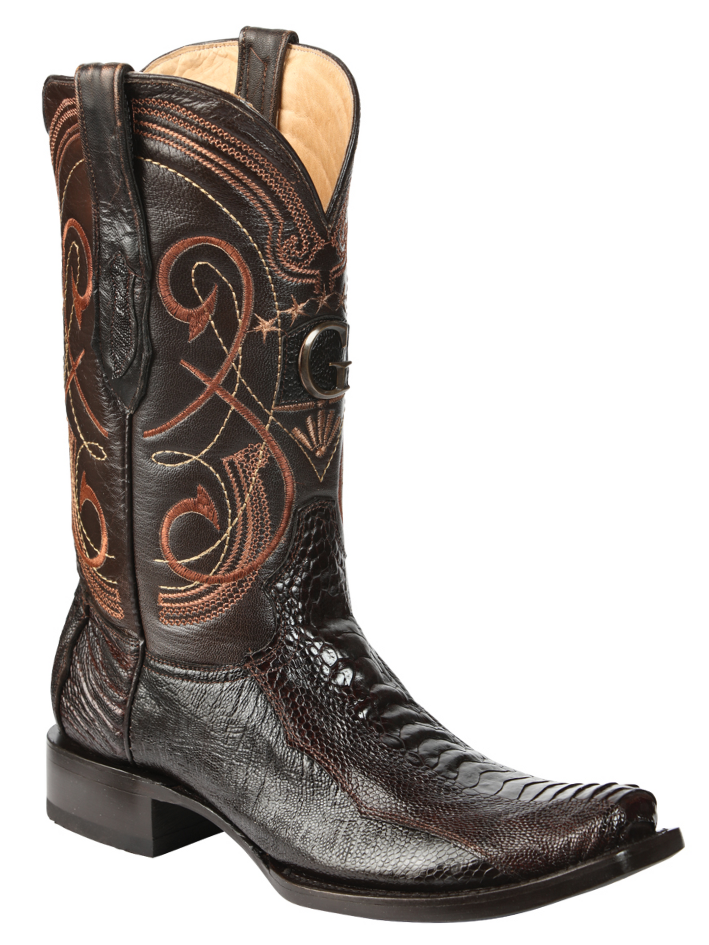 Botas Vaqueras Exoticas de Pata de Avestruz Original para Hombre 'El General' - ID: 45511 Botas Avestruz Original El General