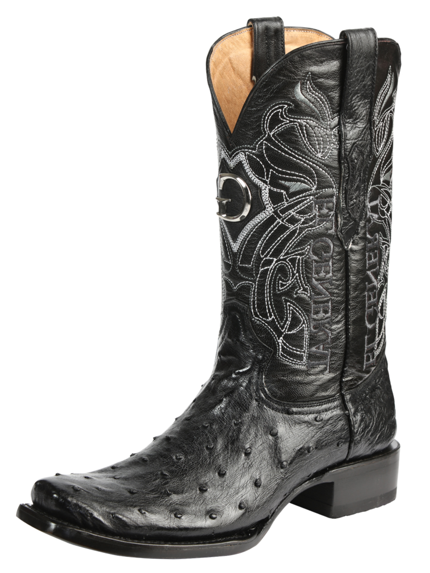 Botas Vaqueras Exoticas de Avestruz Original para Hombre 'El General' - ID: 45515 Botas Avestruz Original El General Negro