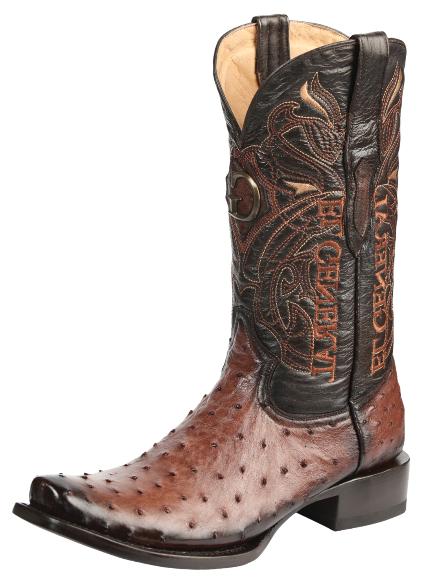 Botas Vaqueras Exoticas de Avestruz Original para Hombre 'El General' - ID: 45516 Botas Avestruz Original El General Cafe