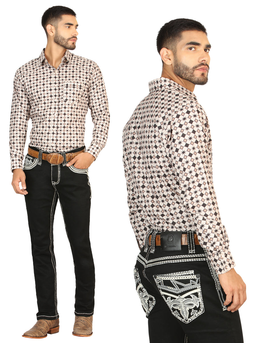 Pantalon Vaquero de Mezclilla Premium Boot Cut, Bordado Stretch Negro para Hombre 'Centenario' - ID: 45845 Pantalones de Vaquero Centenario Black