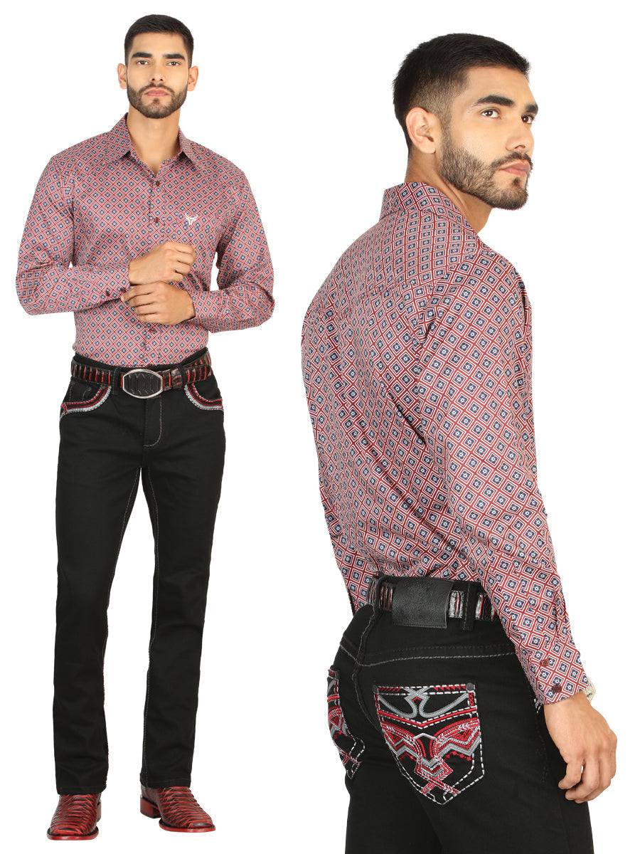 Pantalon Vaquero de Mezclilla Boot Cut, Bordado Stretch Negro para Hombre 'El General' - ID: 45854 Pantalones de Vaquero El General Black