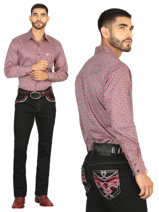 Pantalon Vaquero de Mezclilla Boot Cut, Bordado Stretch Negro para Hombre 'El General' - ID: 45854 Pantalones de Vaquero El General Black