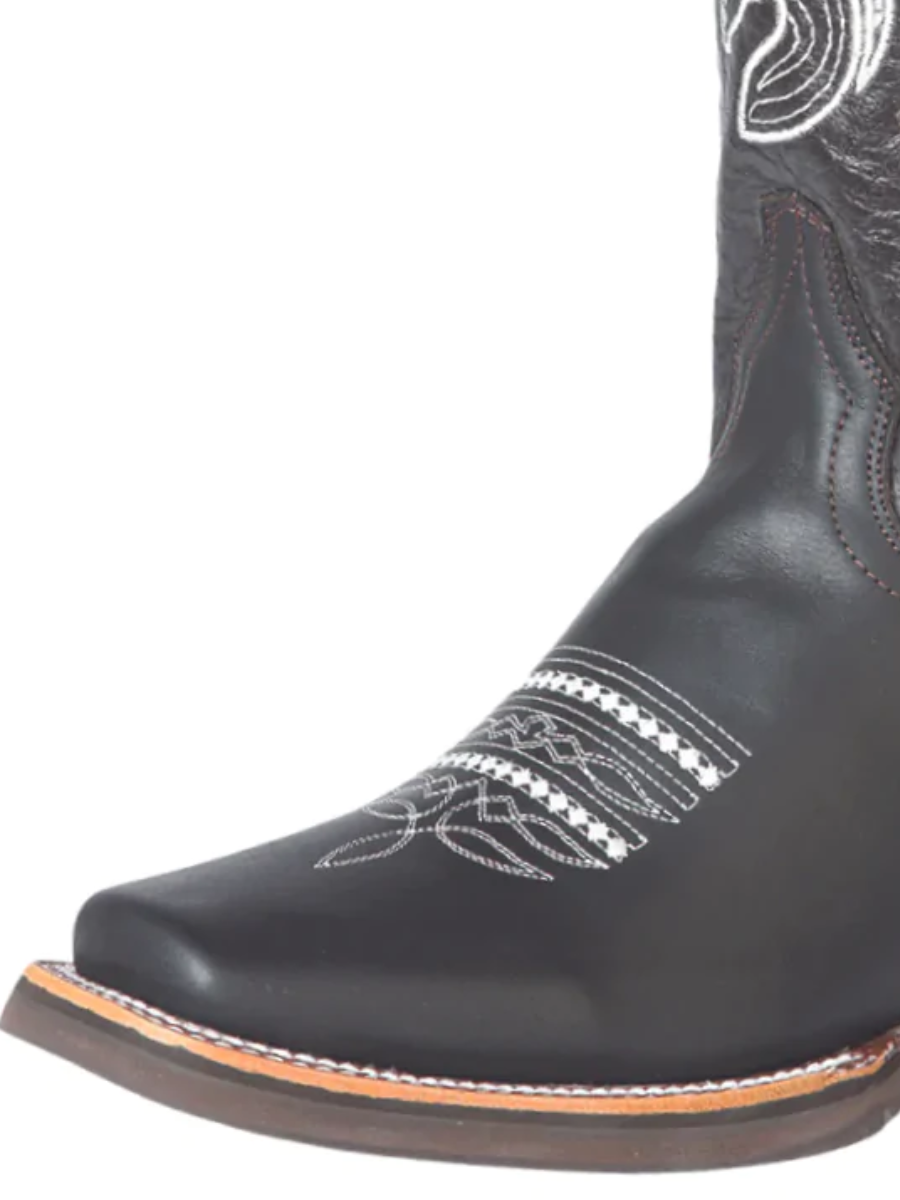 Botas Vaqueras Rodeo con Diseño Bordado de Piel Genuina para Hombre 'El General' - ID: 51118 Botas Piel Genuina El General 