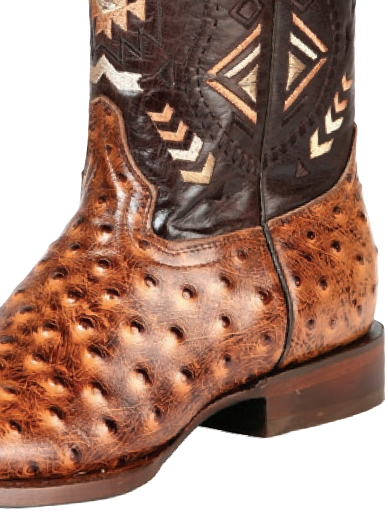 Botas Vaqueras Rodeo Imitacion de Avestruz Grabado en Piel Vacuno para Hombre 'El General' - ID: 51239 Botas Avestruz Print El General 