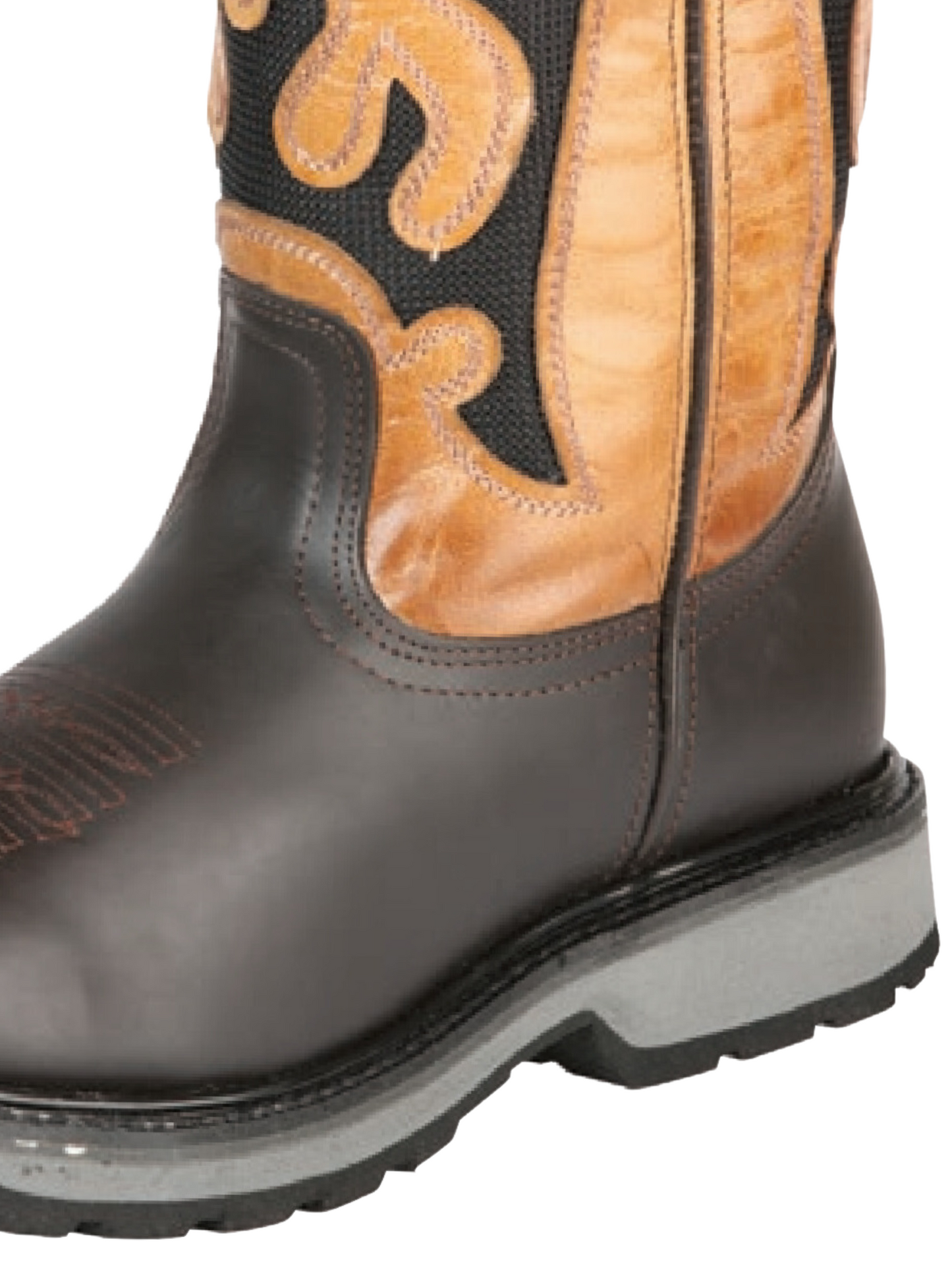 Botas de Trabajo Rodeo de Tubo Pull-On con Punta Suave de Piel Genuina para Hombre 'El General' - ID: 51276 Botas de Punta Suave El General 