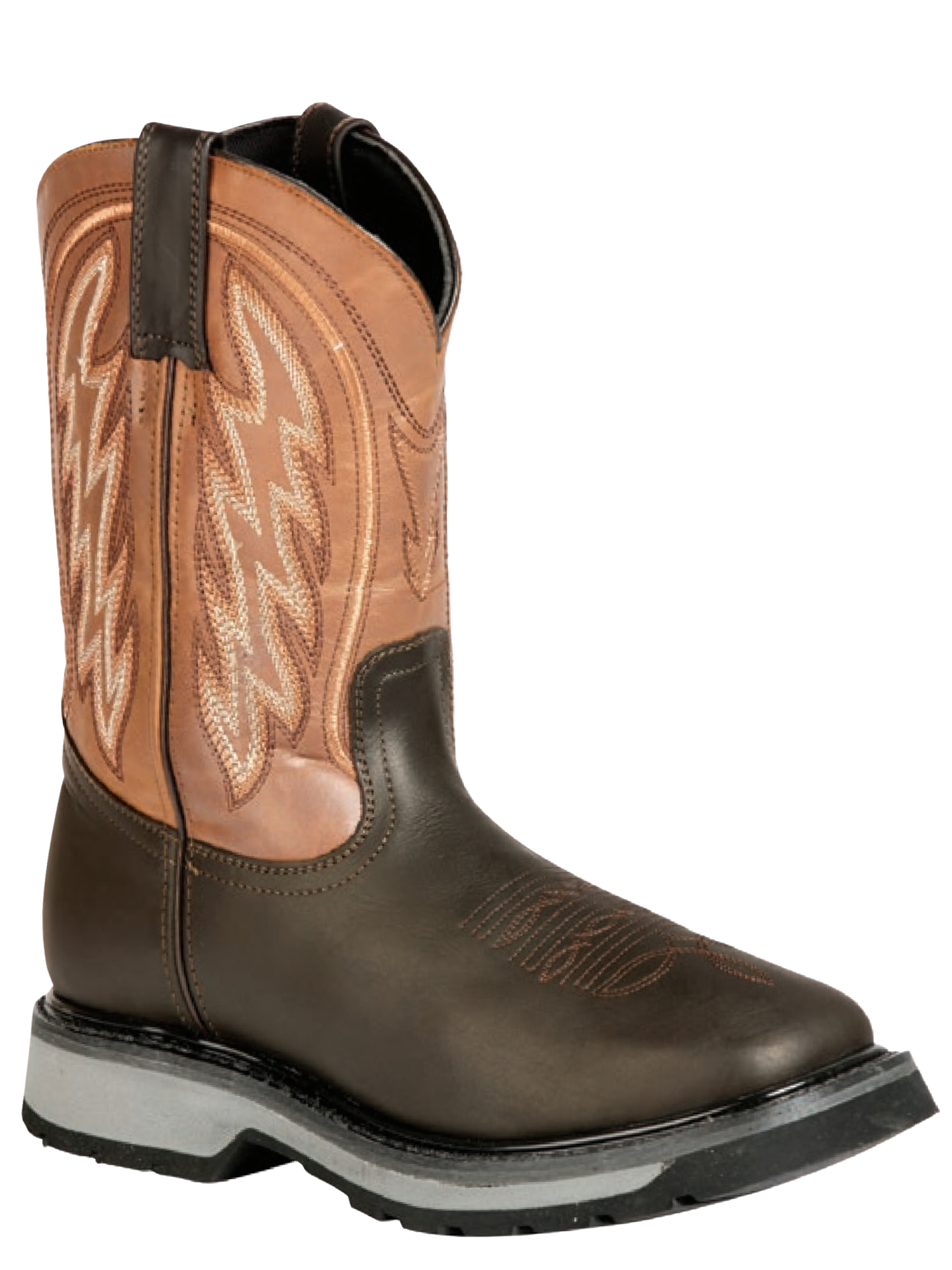 Botas de Trabajo Rodeo de Tubo Pull-On con Punta Suave de Piel Genuina para Hombre 'El General' - ID: 51277 Botas de Punta Suave El General 