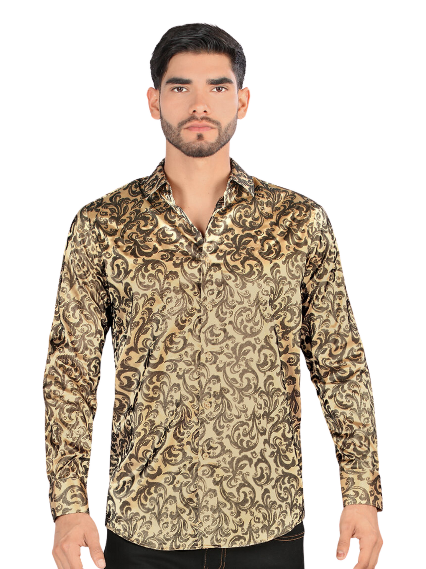 Camisa Casual Manga Larga Estampada para Hombre 'Montero' - ID: 3302 Camisas Estampadas Montero Beige