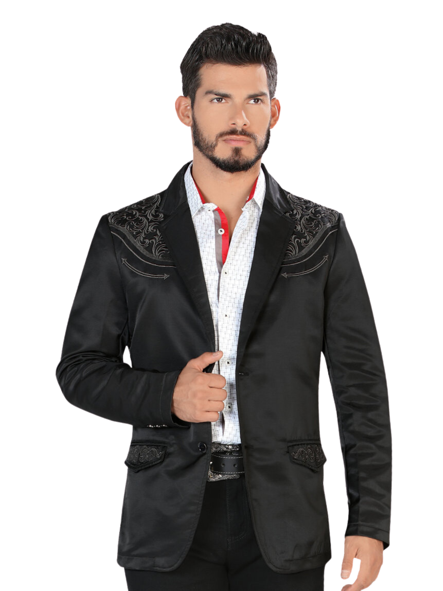 Saco Vaquero Bordado para Hombre 'Lamasini' - ID: 494 Sacos Bordados Lamasini Black/Gray