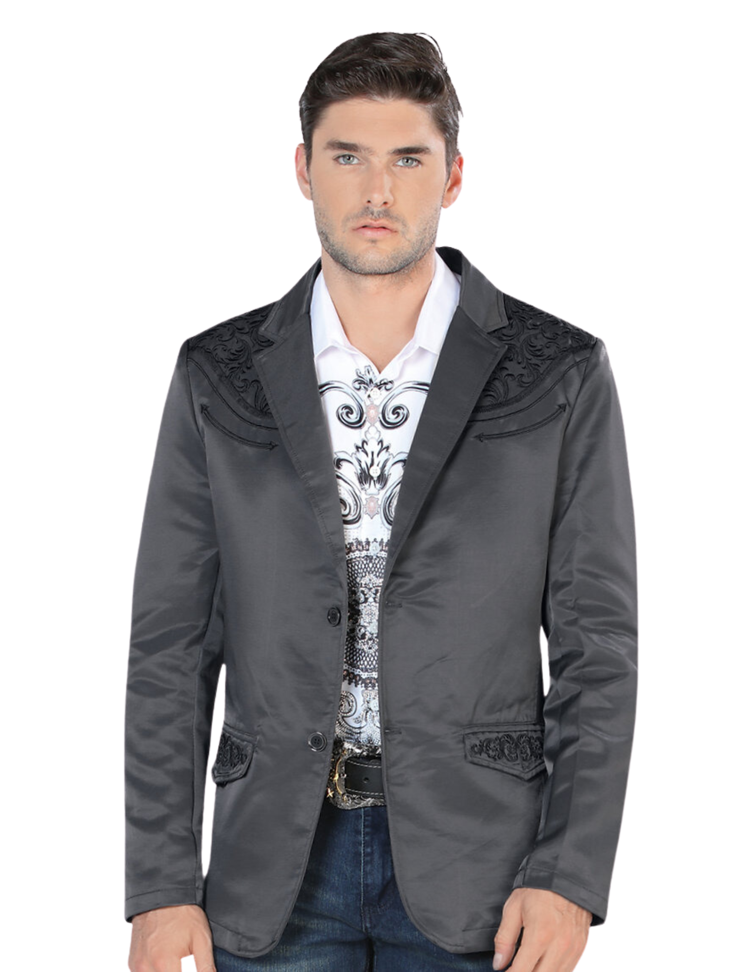 Saco Vaquero Bordado para Hombre 'Lamasini' - ID: 494 Sacos Bordados Lamasini Gray