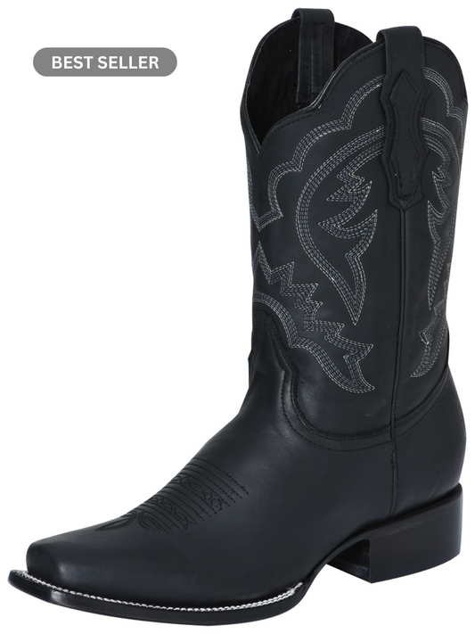 Botas Vaqueras Rodeo Clasicas de Piel Genuina para Hombre 'El Señor de los Cielos' - ID: 124066 Botas Piel Genuina El Señor de los Cielos Negro