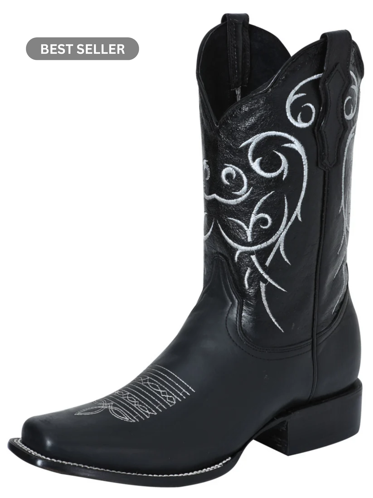 Botas Vaqueras Rodeo Clasicas de Piel Genuina para Hombre 'El Señor de los Cielos' - ID: 124069 Botas Piel Genuina El Señor de los Cielos Negro