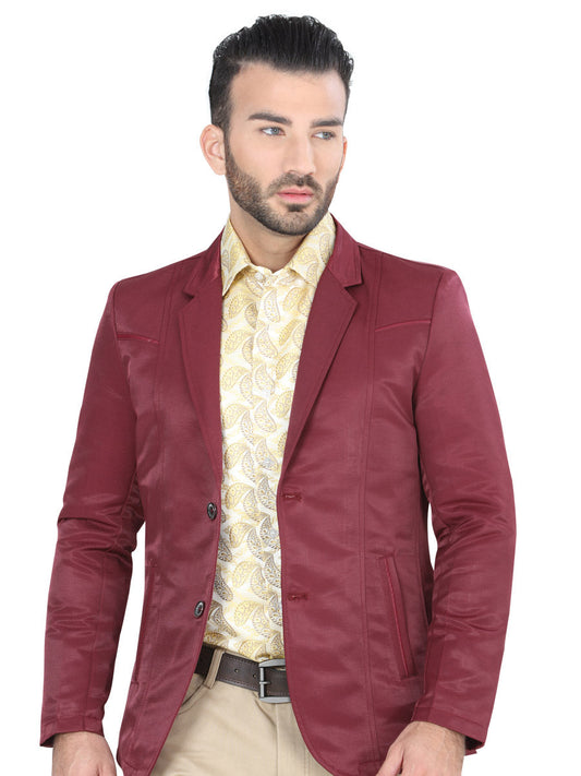 Saco Liso Burgandy para Hombre 'El Señor de los Cielos' - ID: 124195 Sacos Casuales El Señor de los Cielos Burgandy