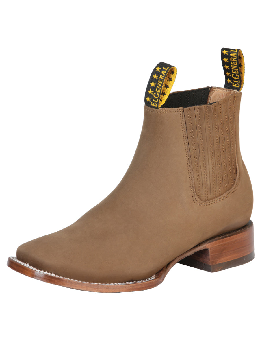 Botines Vaqueros Rodeo Clasicos de Piel Nobuck para Hombre 'El General' - ID: 126192 Botines Vaqueros Rodeo El General Cafe