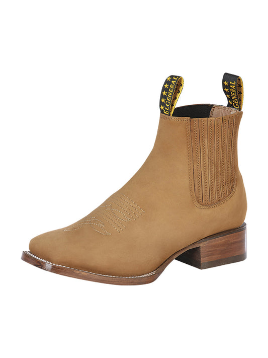 Botines Vaqueros Rodeo Clasicos de Piel Nobuck para Hombre 'El General' - ID: 126196 Botines Vaqueros Rodeo El General Oro Viejo