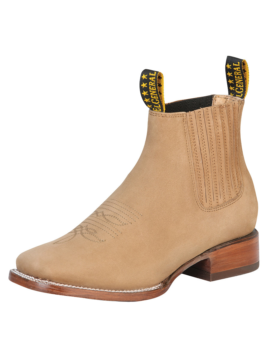 Botines Vaqueros Rodeo Clasicos de Piel Nobuck para Hombre 'El General' - ID: 126197 Botines Vaqueros Rodeo El General Arena