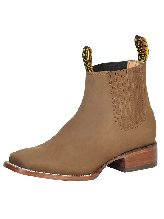 Botines Vaqueros Rodeo Clasicos de Piel Nobuck para Hombre 'El General' - ID: 126198 Botines Vaqueros Rodeo El General Cafe