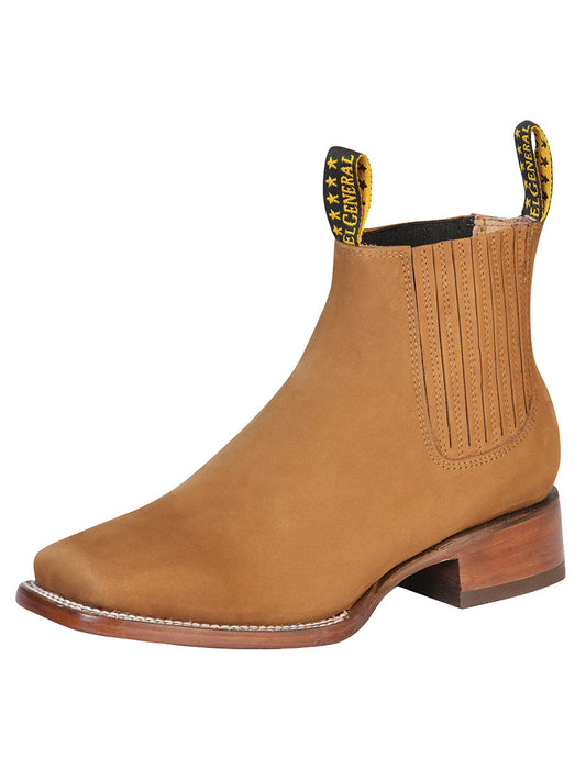 Botines Vaqueros Rodeo Clasicos de Piel Nobuck para Hombre 'El General' - ID: 126199 Botines Vaqueros Rodeo El General Oro Viejo