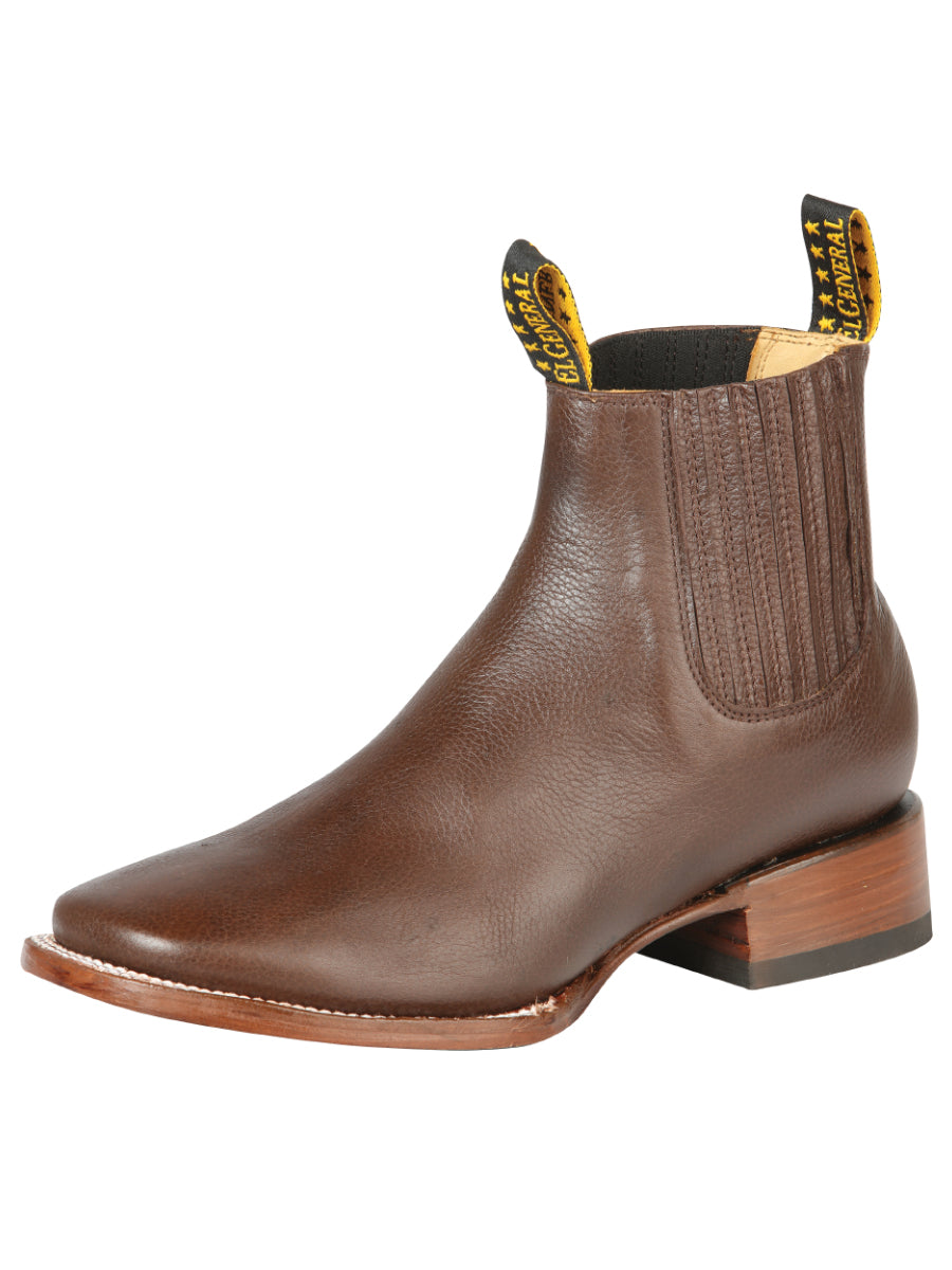 Botines Vaqueros Rodeo Clasicos de Piel Genuina para Hombre 'El General' - ID: 126606 Botines Vaqueros Rodeo El General Cafe