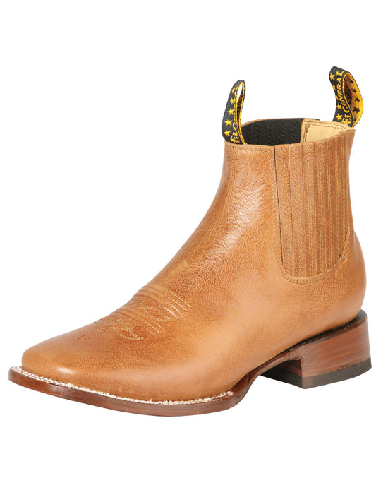 Botines Vaqueros Rodeo Clasicos de Piel Genuina para Hombre 'El General' - ID: 126607 Botines Vaqueros Rodeo El General Ocre