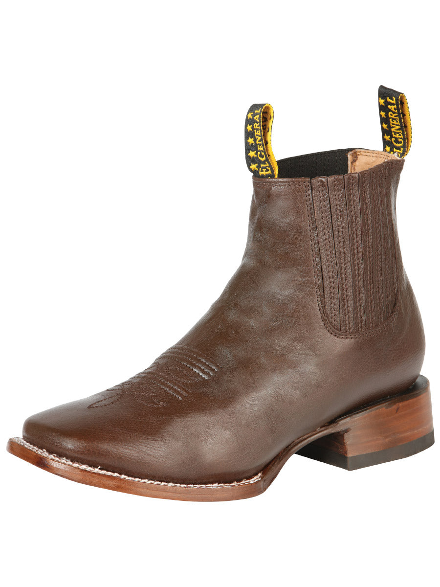 Botines Vaqueros Rodeo Clasicos de Piel Genuina para Hombre 'El General' - ID: 126609 Botines Vaqueros Rodeo El General Cafe