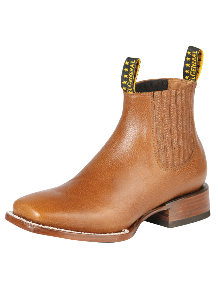 Botines Vaqueros Rodeo Clasicos de Piel Genuina para Hombre 'El General' - ID: 126614 Botines Vaqueros Rodeo El General Tan