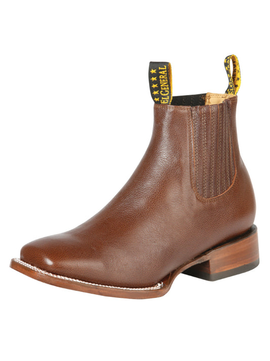 Botines Vaqueros Rodeo Clasicos de Piel Genuina para Hombre 'El General' - ID: 126615 Botines Vaqueros Rodeo El General Canela