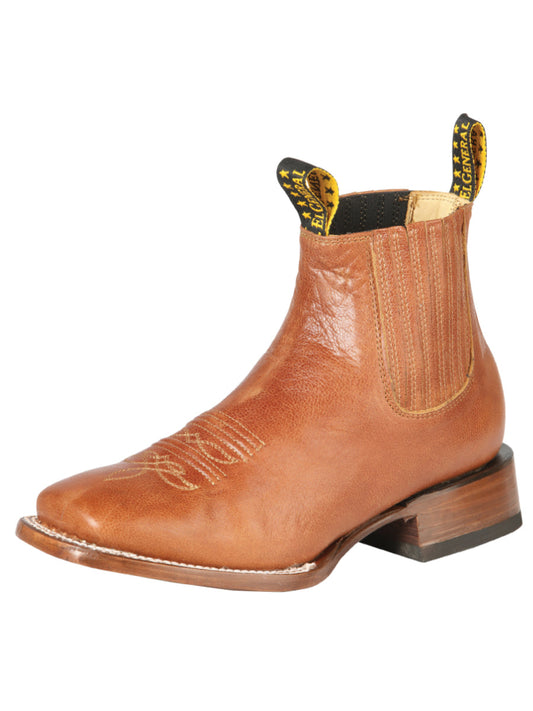 Botines Vaqueros Rodeo Clasicos de Piel Genuina para Hombre 'El General' - ID: 126616 Botines Vaqueros Rodeo El General Ocre