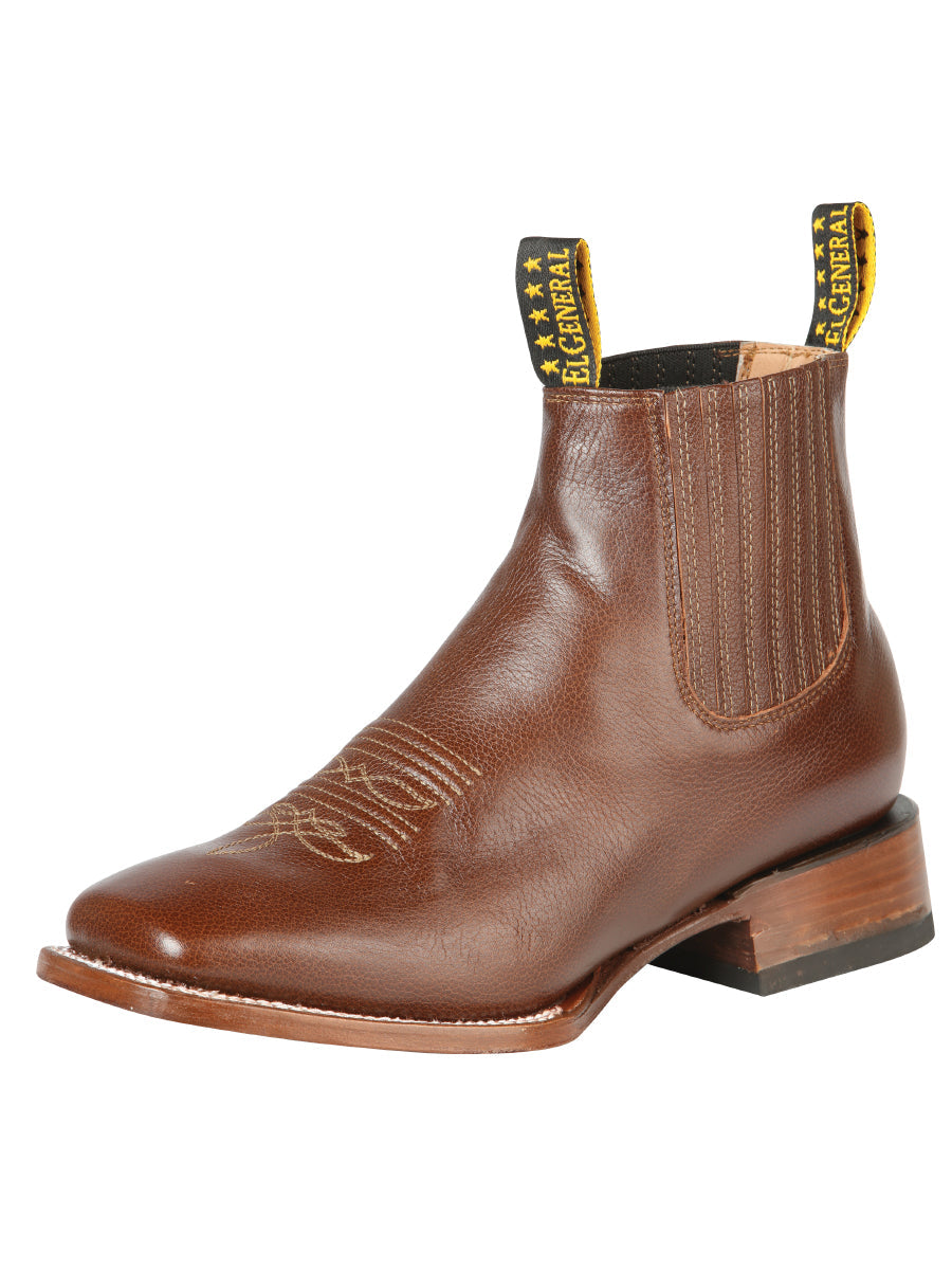 Botines Vaqueros Rodeo Clasicos de Piel Genuina para Hombre 'El General' - ID: 126621 Botines Vaqueros Rodeo El General Canela