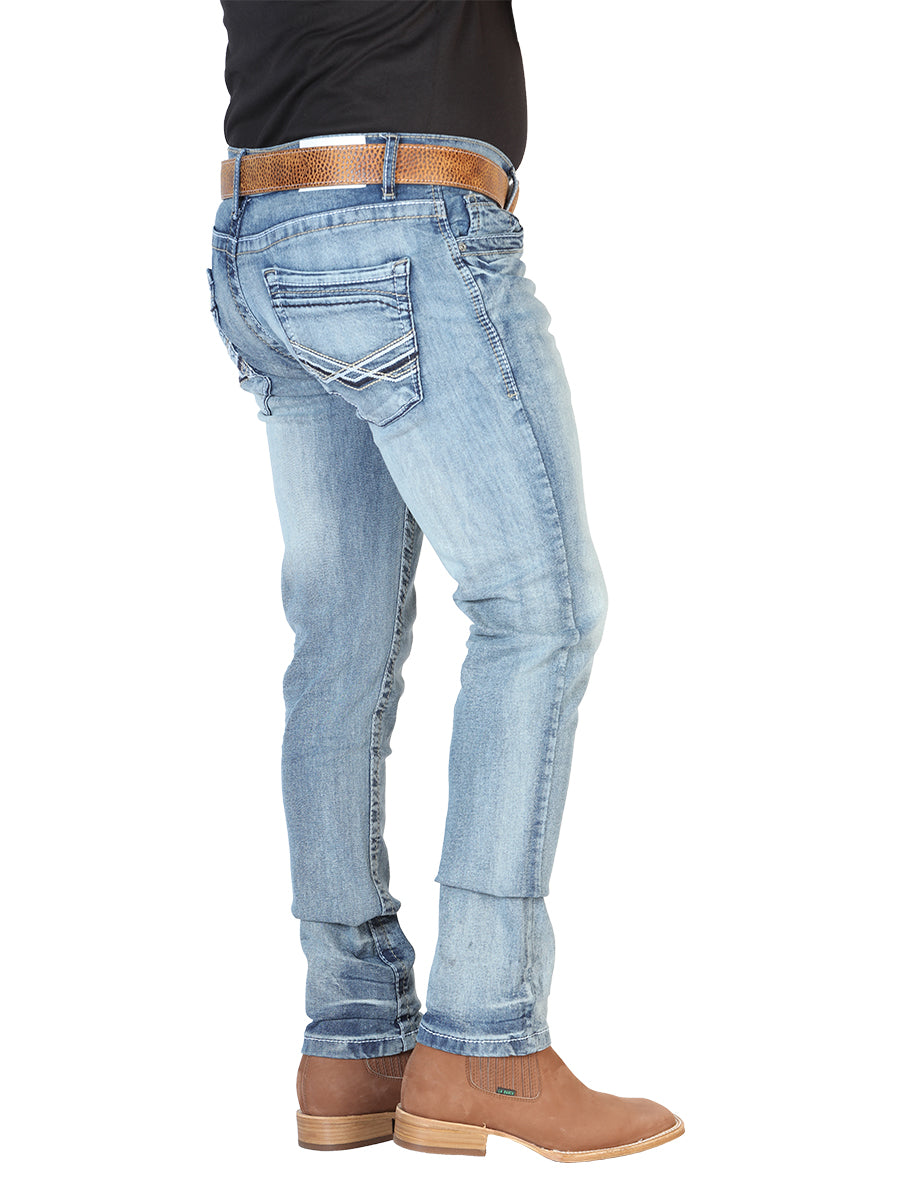 Pantalon de Mezclilla Casual Azul Claro para Hombre 'El Norteño' - ID: 126630 Denim Jeans El Norteño 