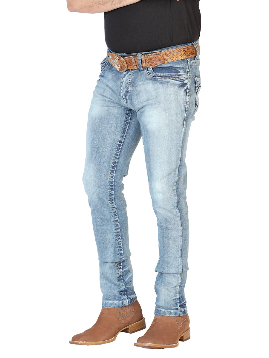 Pantalon de Mezclilla Casual Azul Claro para Hombre 'El Norteño' - ID: 126630 Denim Jeans El Norteño 