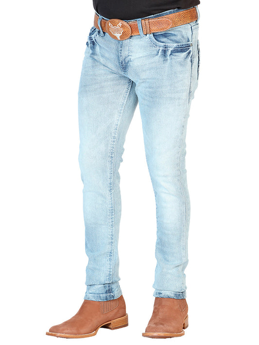 Pantalon de Mezclilla Casual Azul Claro para Hombre 'El Norteño' - ID: 126632 Pantalones Casuales El Norteño Light Blue