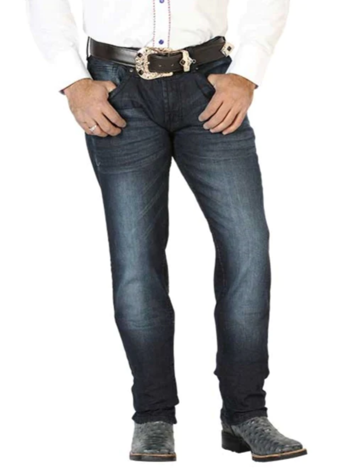 Pantalon Vaquero de Mezclilla Casual Azul Oscuro para Hombre 'El Norteño' - ID: 126634 Pantalones de Vaquero El Norteño Dark Blue