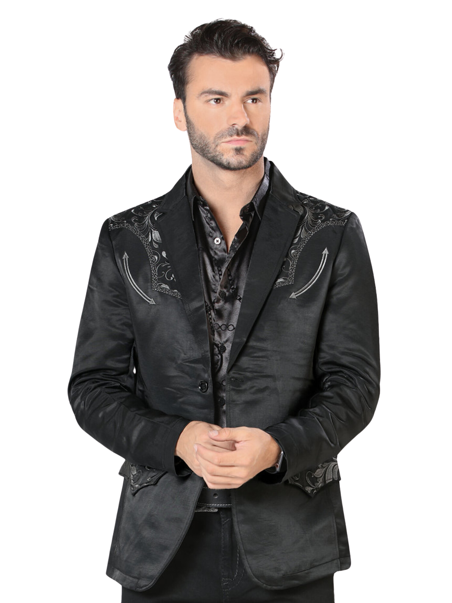 Saco Vaquero Bordado para Hombre 'Lamasini' - ID: 505 Sacos Bordados Lamasini Black/Charcoal