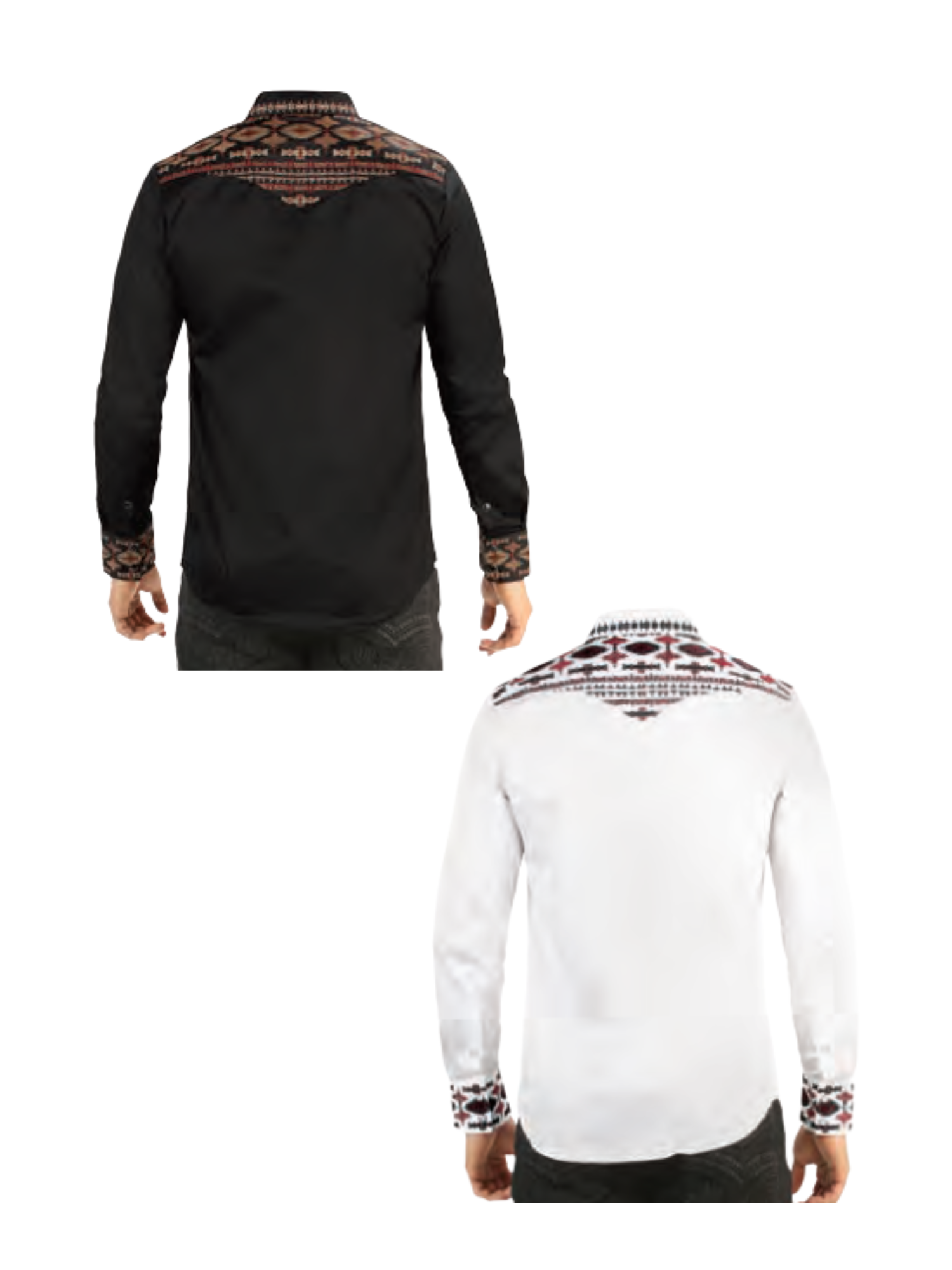 Camisa Vaquera Bordada Manga Larga de Broches para Hombre 'Lamasini' - ID: 2212 Camisas Bordadas Lamasini