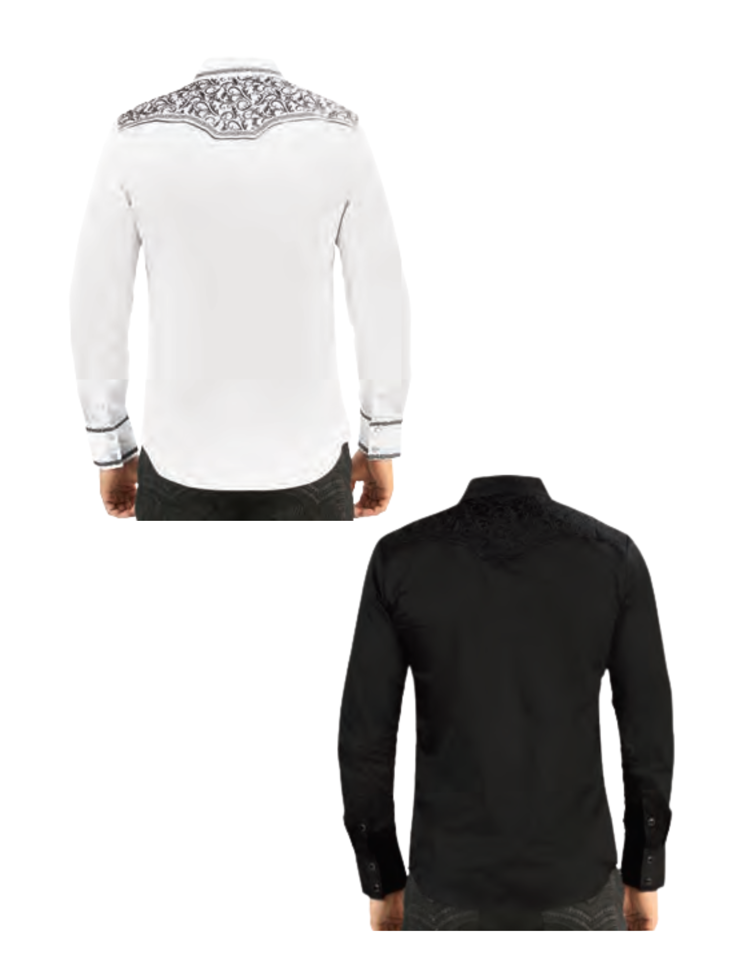 Camisa Vaquera Bordada Manga Larga de Broches para Hombre 'Lamasini' - ID: 2215 Camisas Bordadas Lamasini