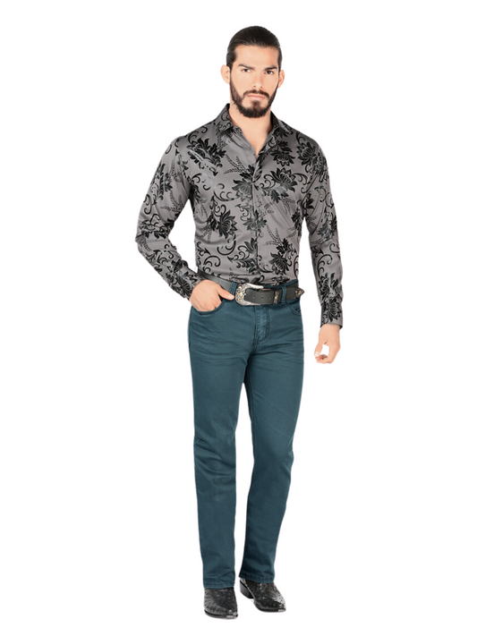 Pantalon Vaquero Stretch Boot Cut para Hombre 'Lamasini' - ID: 2847 Pantalones de Vaquero Lamasini Teal