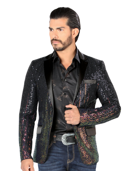 Saco de Vestir de Lentejuela para Hombre 'Lamasini' - ID: 35200 Sacos de Vestir Lamasini Black