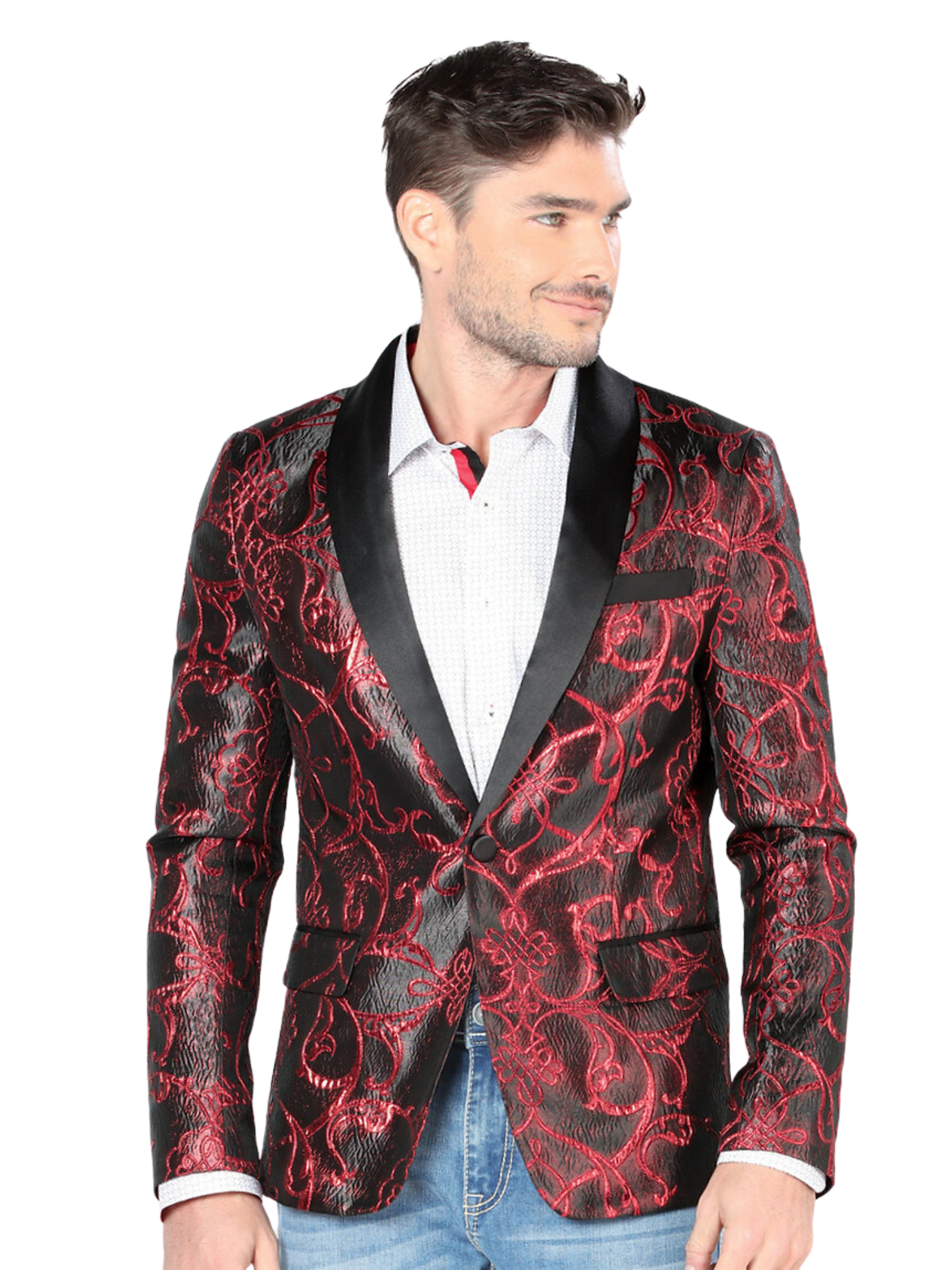 Saco de Vestir Jacquard para Hombre 'Lamasini' - ID: 35201 Sacos de Vestir Lamasini Black/Wine