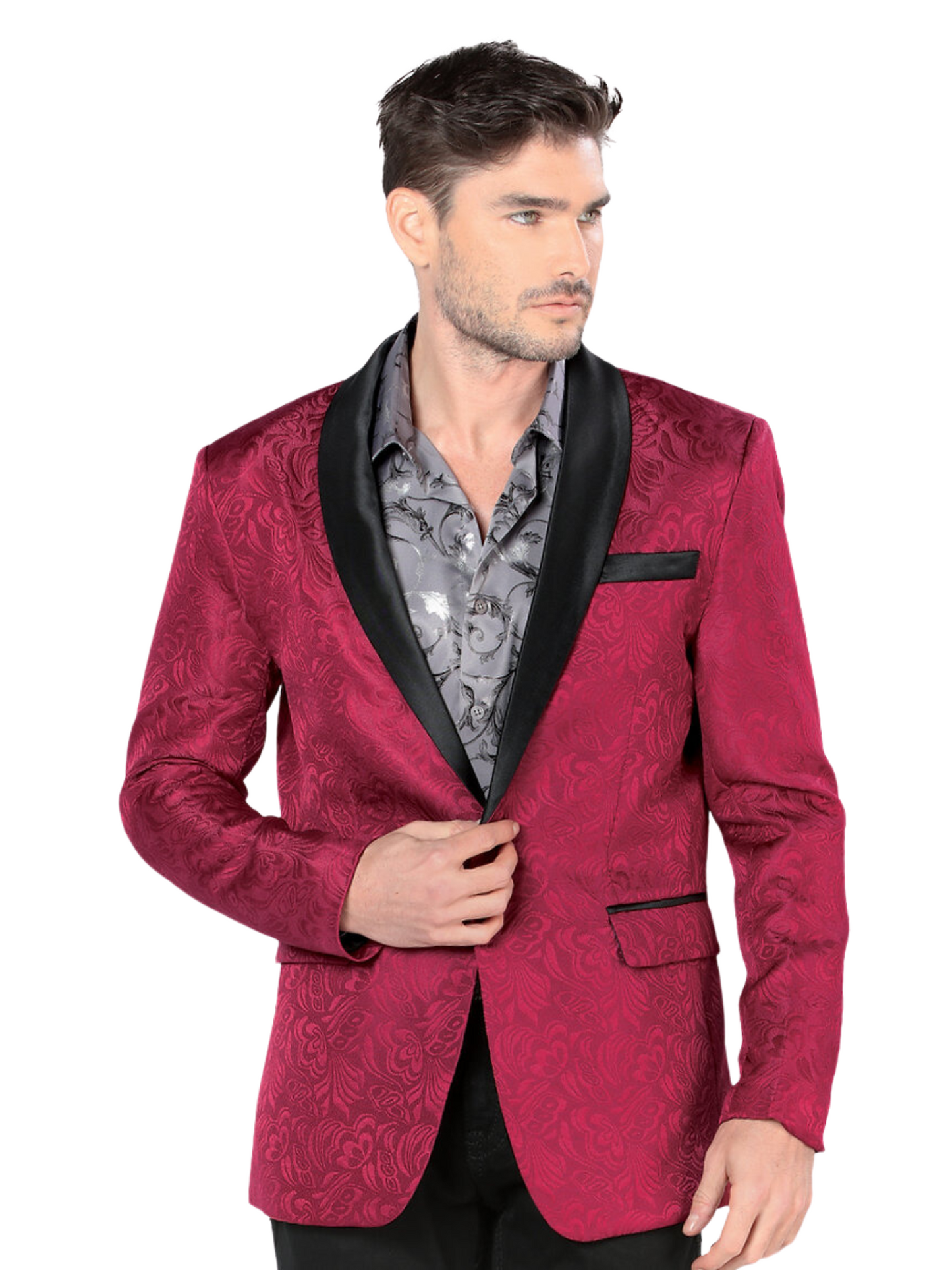 Saco de Vestir Floral Jacquard para Hombre 'Lamasini' - ID: 35203 Sacos de Vestir Lamasini Wine